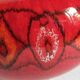 Vintage bright red enamel ceramic tripod vase