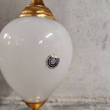 Lampe de table en laiton et opaline en forme de feuille d'ananas, années 1960