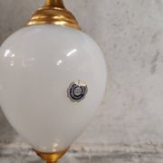 Brass And Opaline Pineapple Leaf Table Lamp 1960s