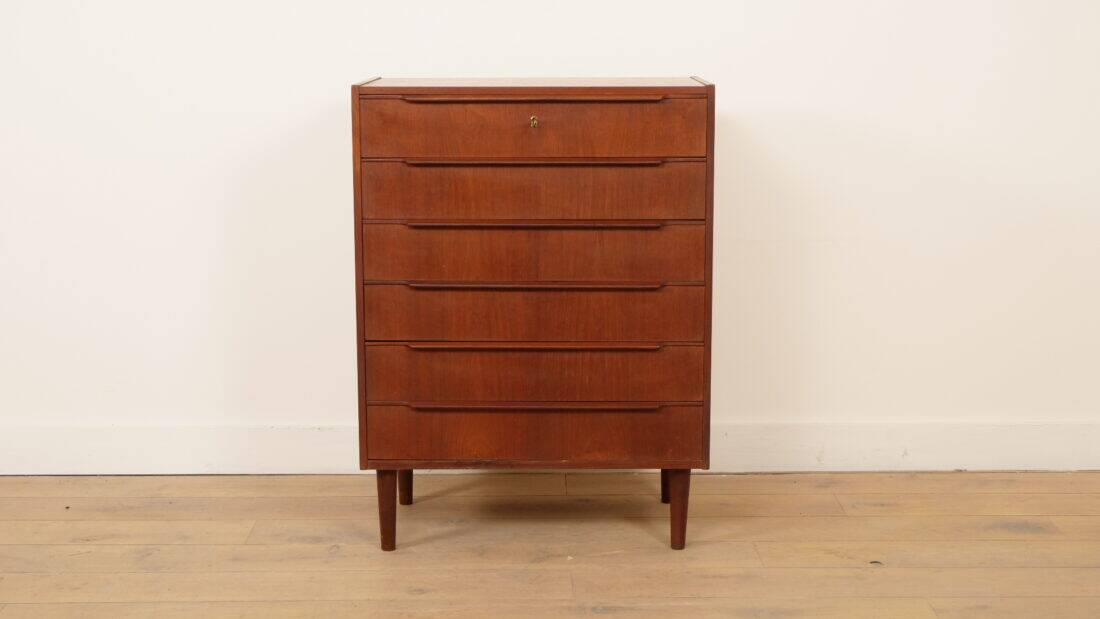 Vintage Danish chest of drawers | Teak | 6 drawers | 100 cm