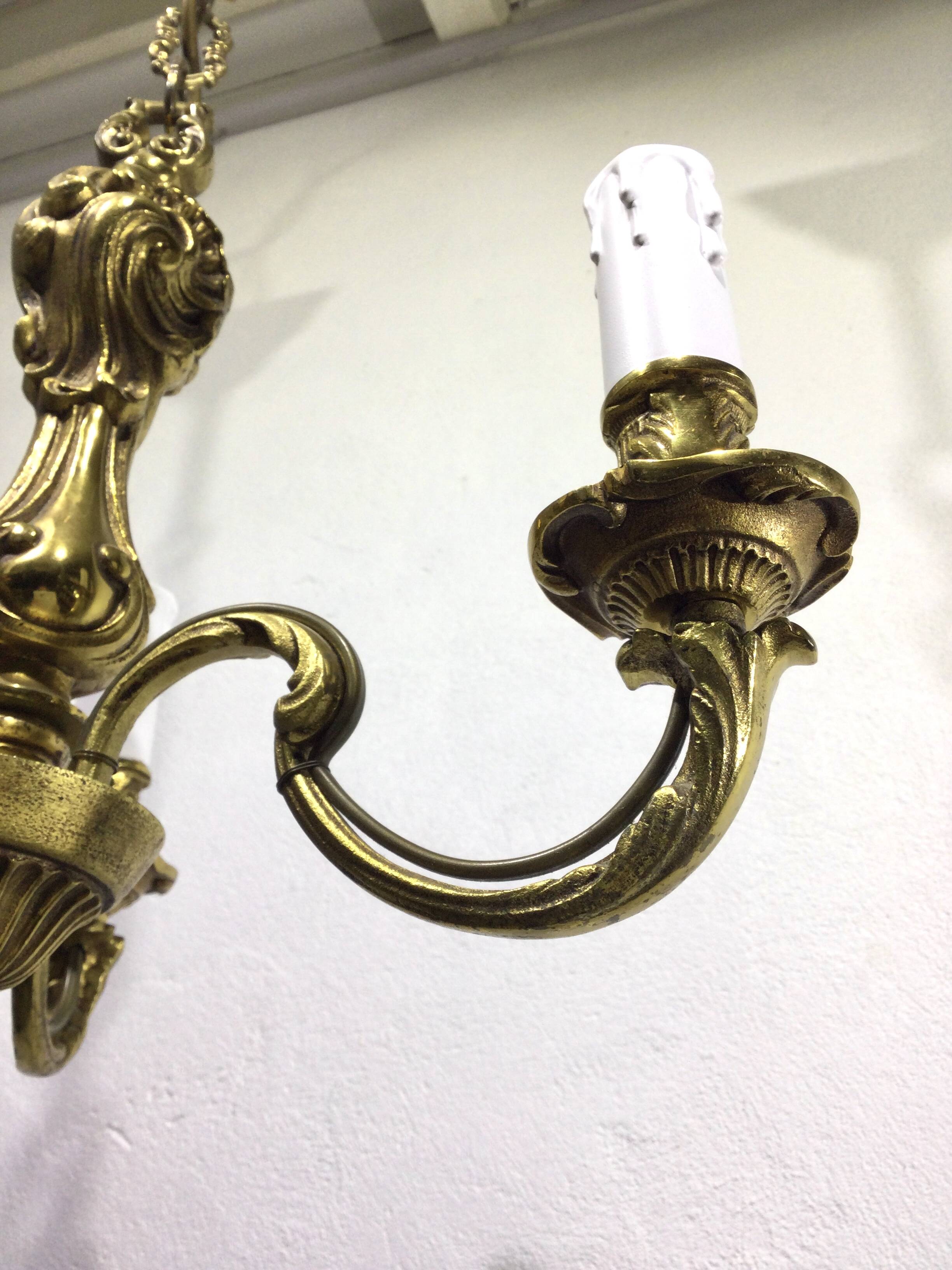 3-light bronze chandelier