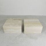Set of 2 travertine coffee tables, Up and Up, 70s