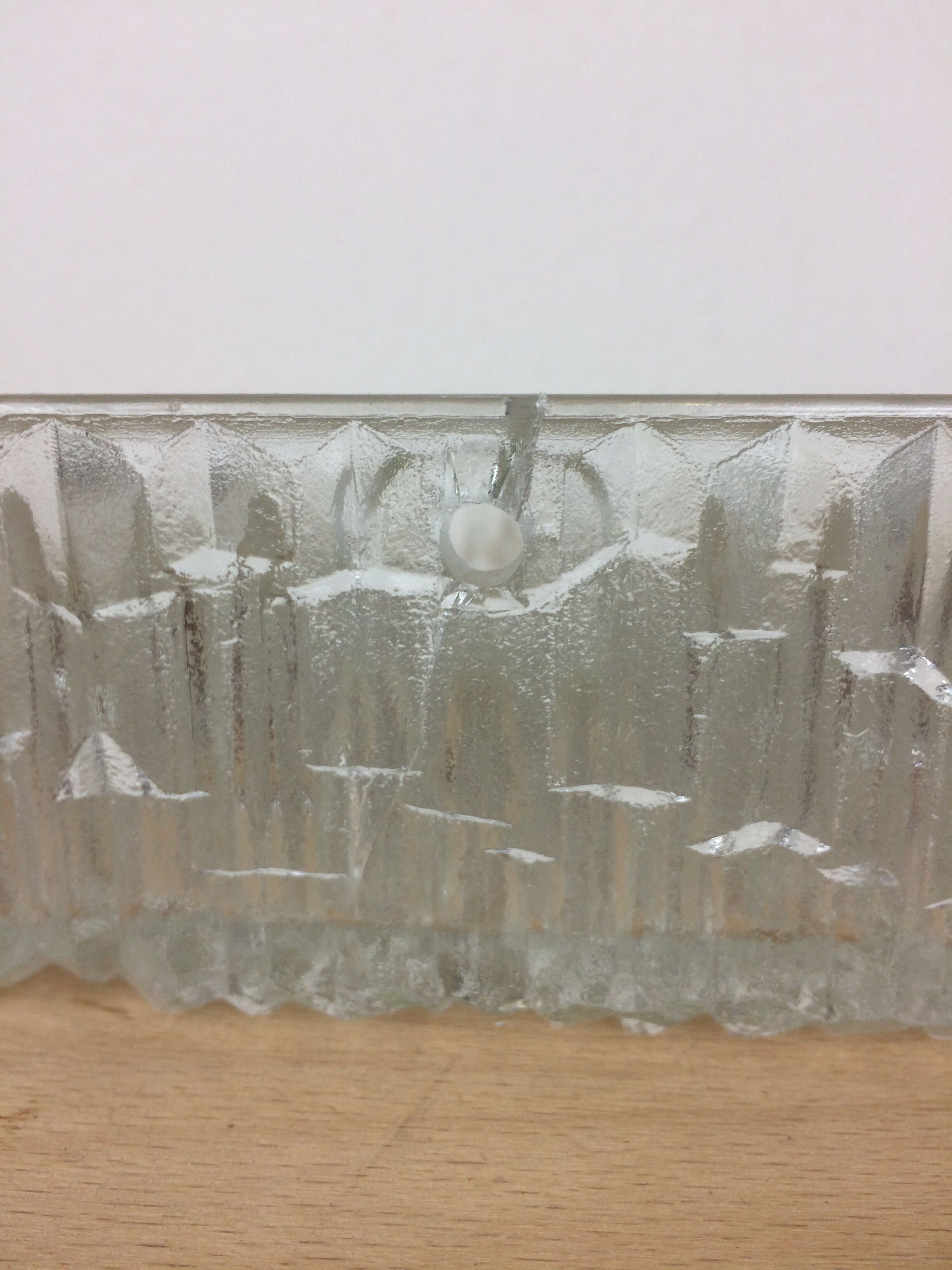 Holophane square wall lamp in chiseled glass, 60s