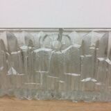 Holophane square wall lamp in chiseled glass, 60s