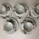 Set of 5 espresso coffee cups in Limoges Haviland porcelain