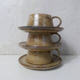 3 stoneware cups