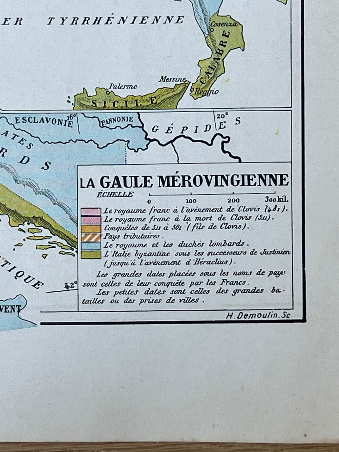Historical map - Barbarian kingdoms and Merovingian Gaul - 27x37cm