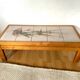 Table basse de salon vintage orme et ceramique