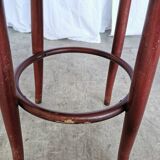 Vintage Irish Pub Stool: Green Leather Seat, Bentwood Thonet Style
