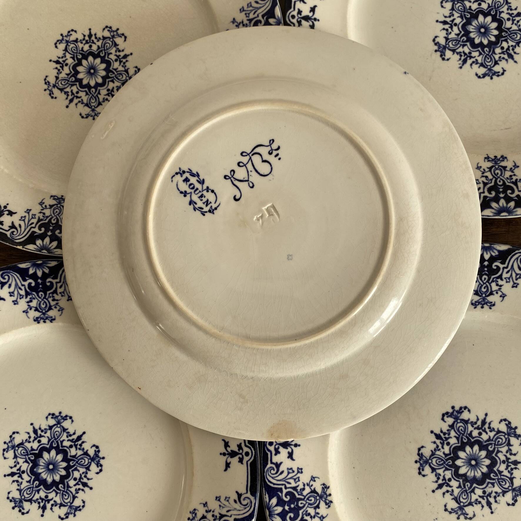Flat ironstone plates "Rouen" Jules Vieillard Bordeaux