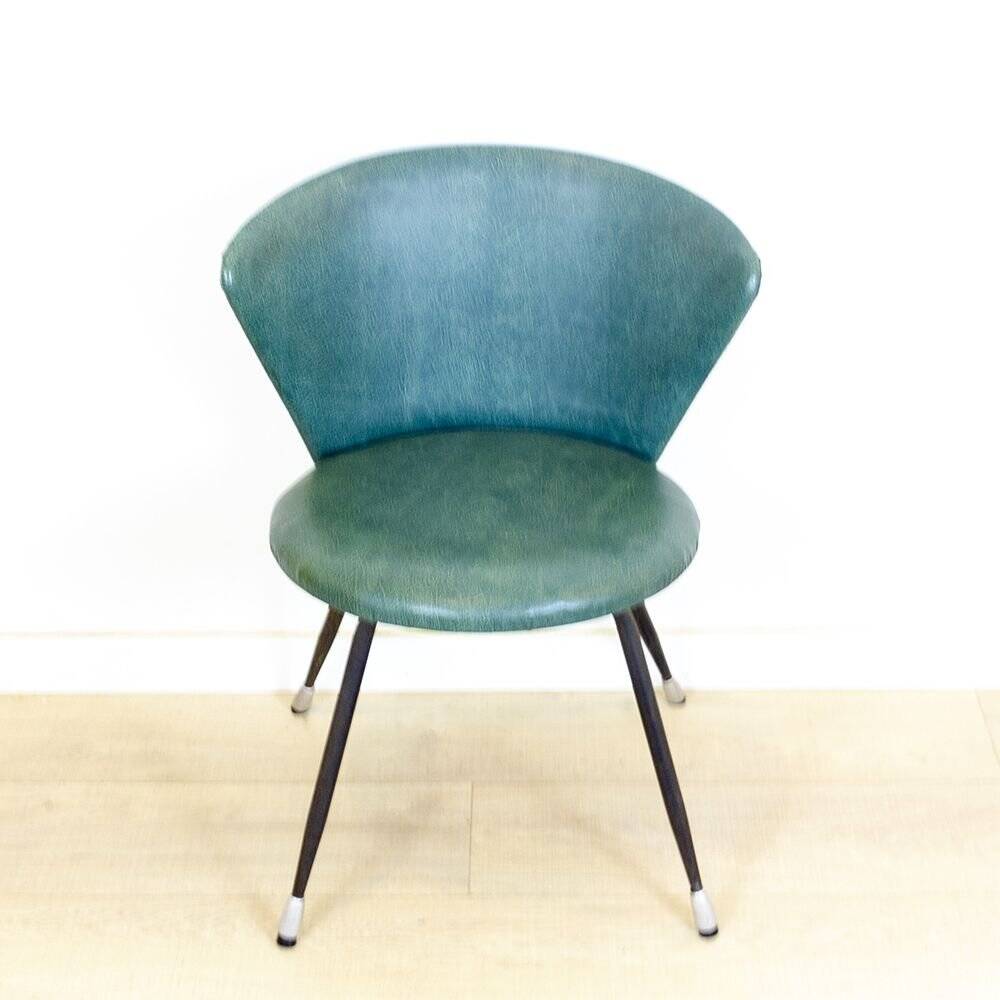 Set of Spanish Iron and Green Skai Club Chairs, 1960s