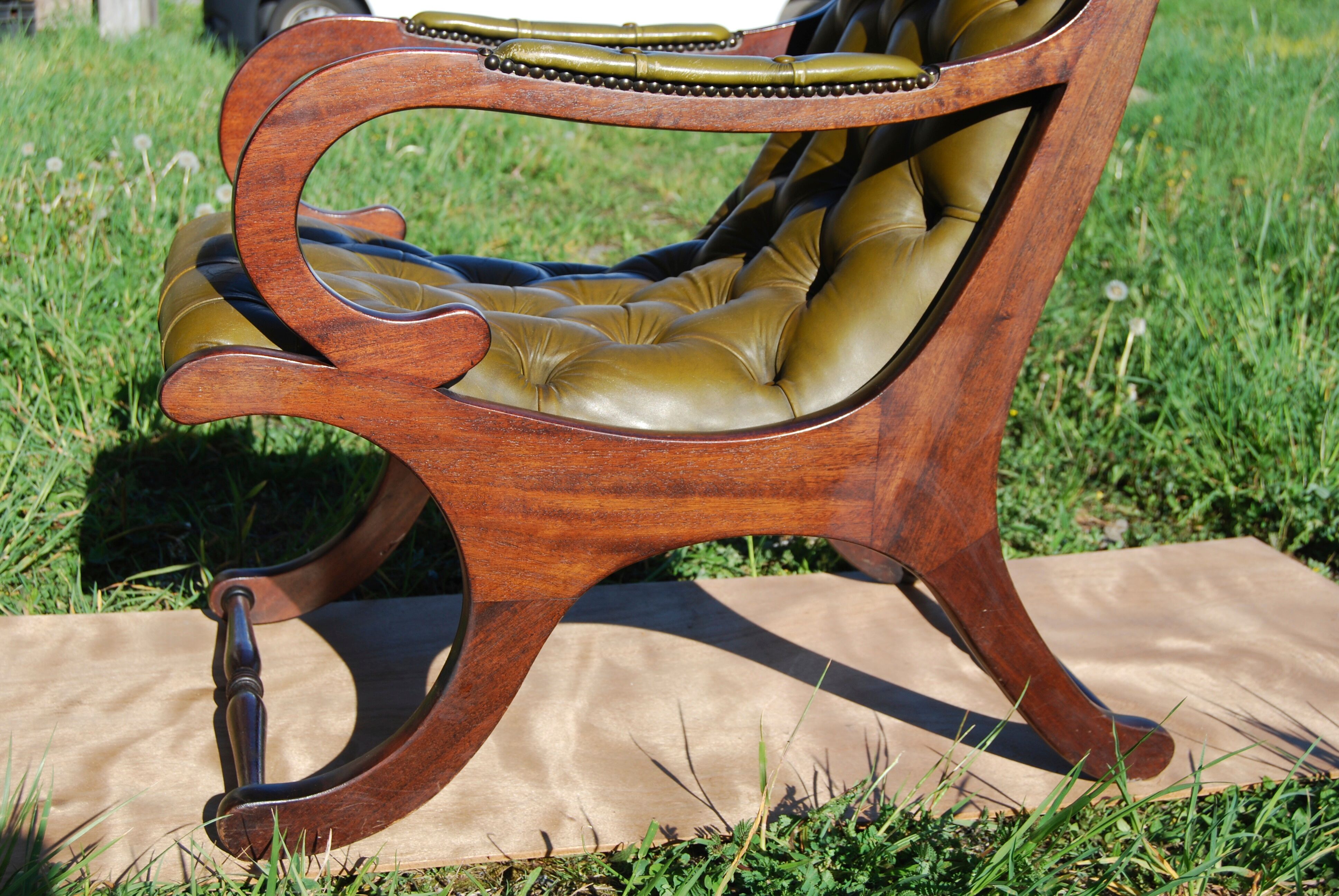 Chesterfield Victoria chair in green leather.