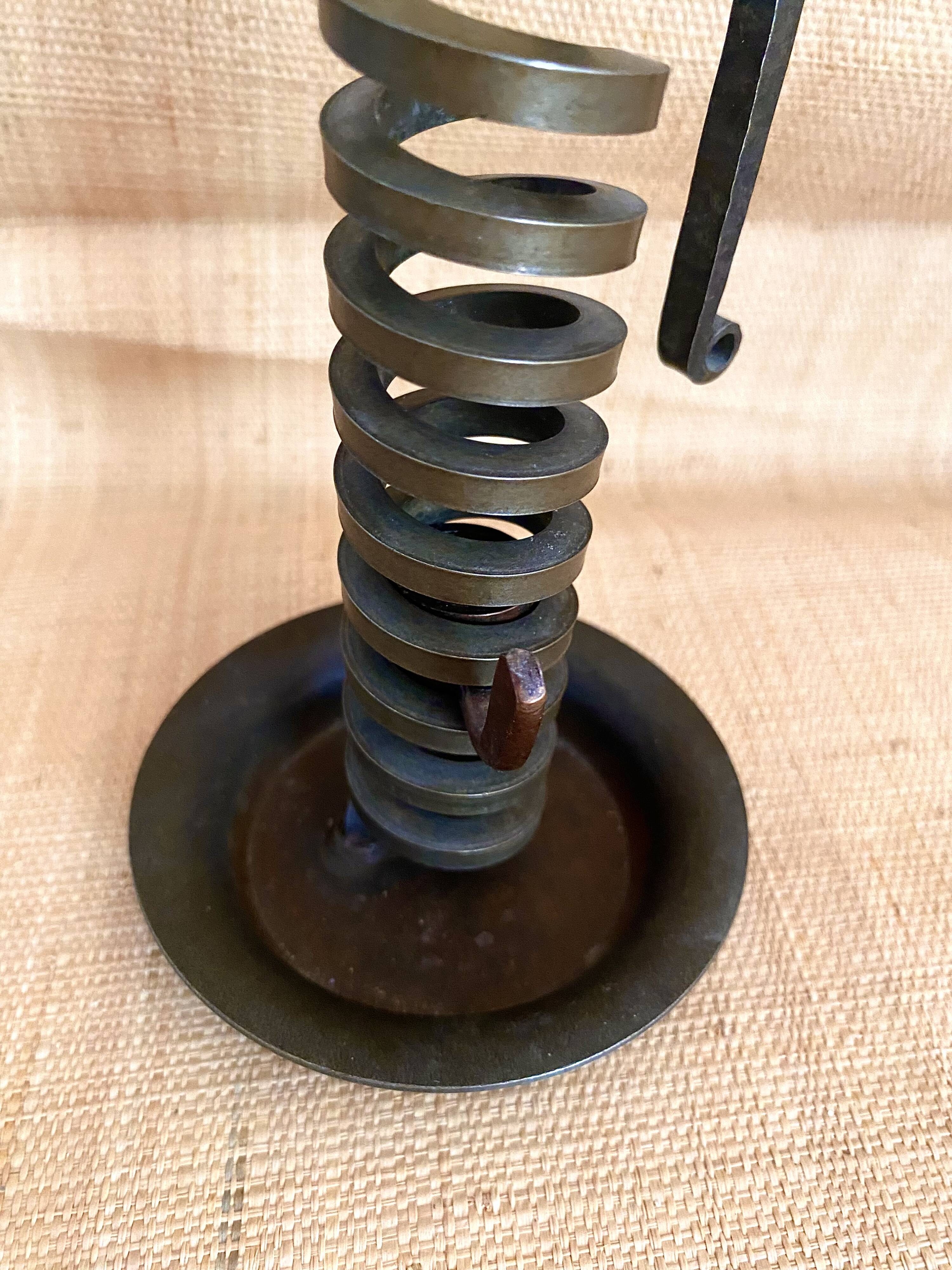 Spiral rat cave candlestick in wrought iron