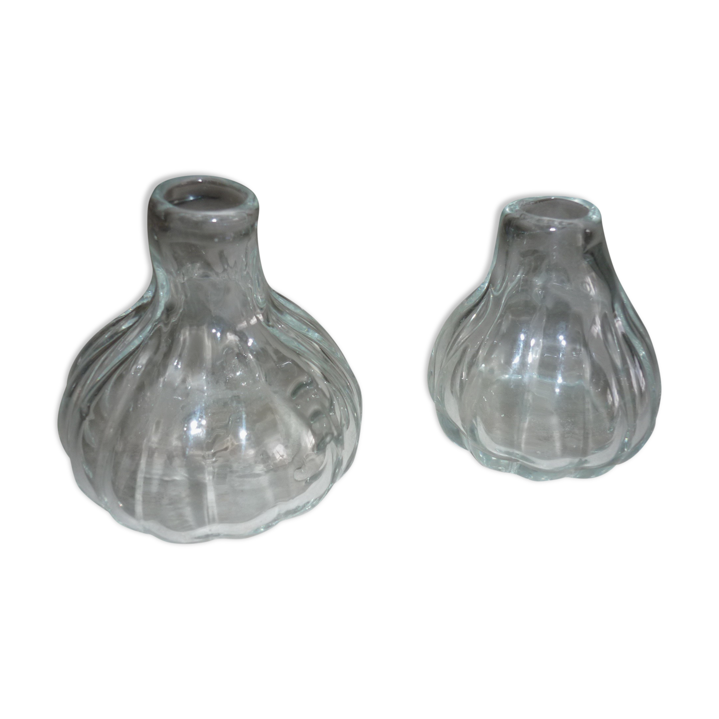 Ensemble de 2 vases en verre soufflé transparent