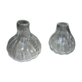 Set of 2 transparent blown glass vases