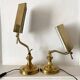 Pair of notary-style lamps in gilded metal