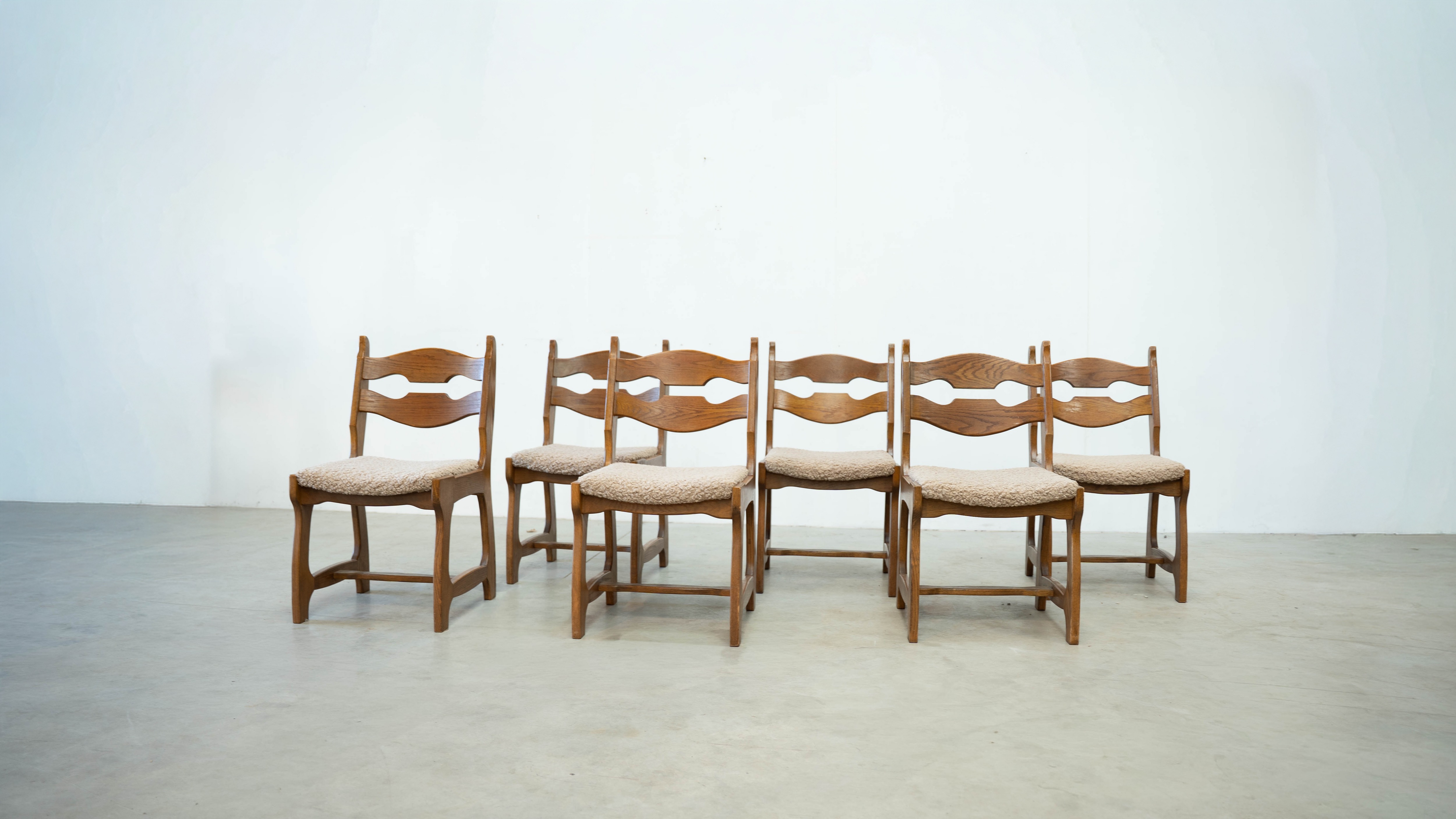 Set of six brutalist razorback dining chairs