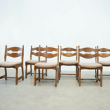 Set of six brutalist razorback dining chairs
