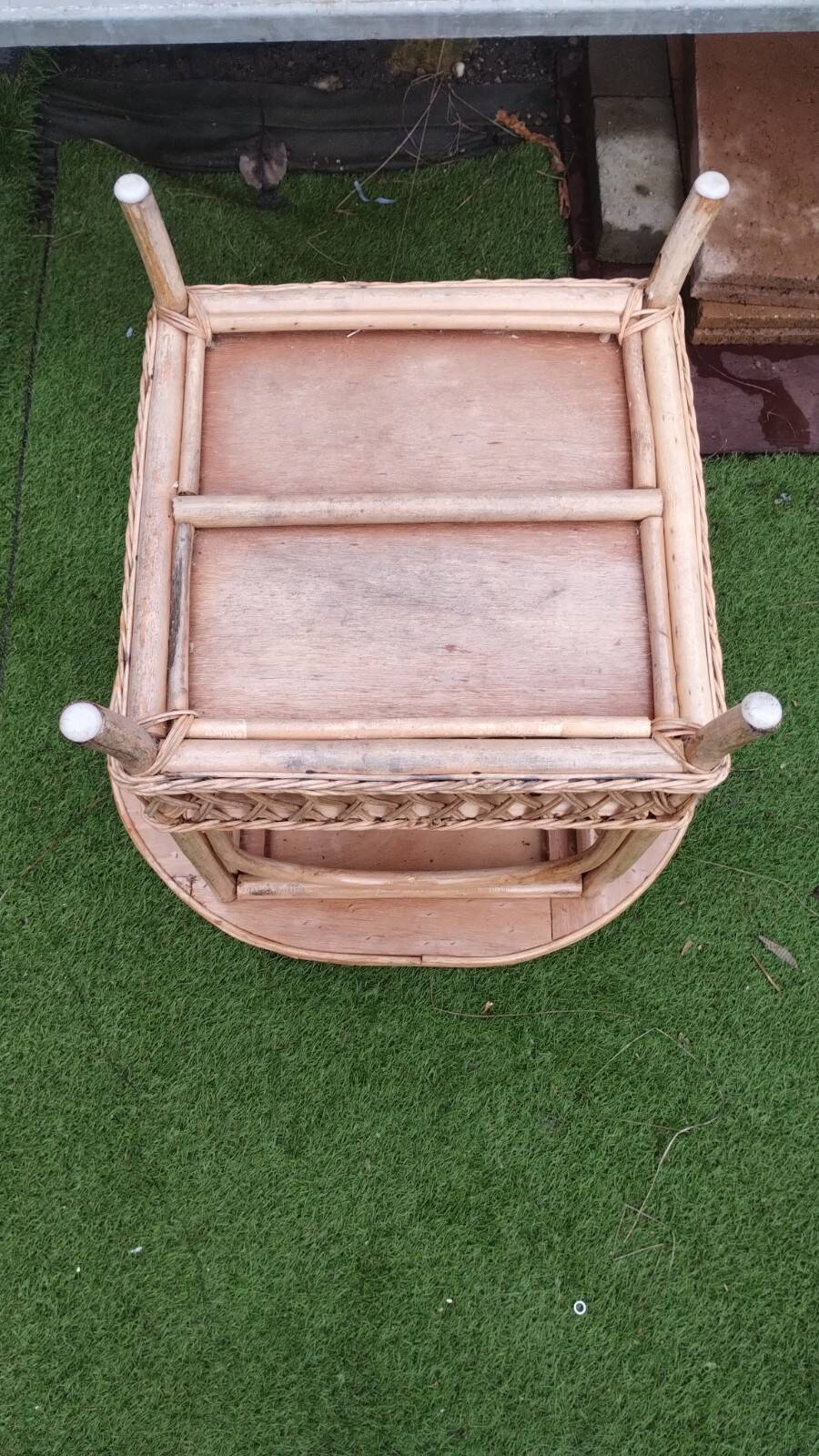 Vintage rattan and bamboo coffee table