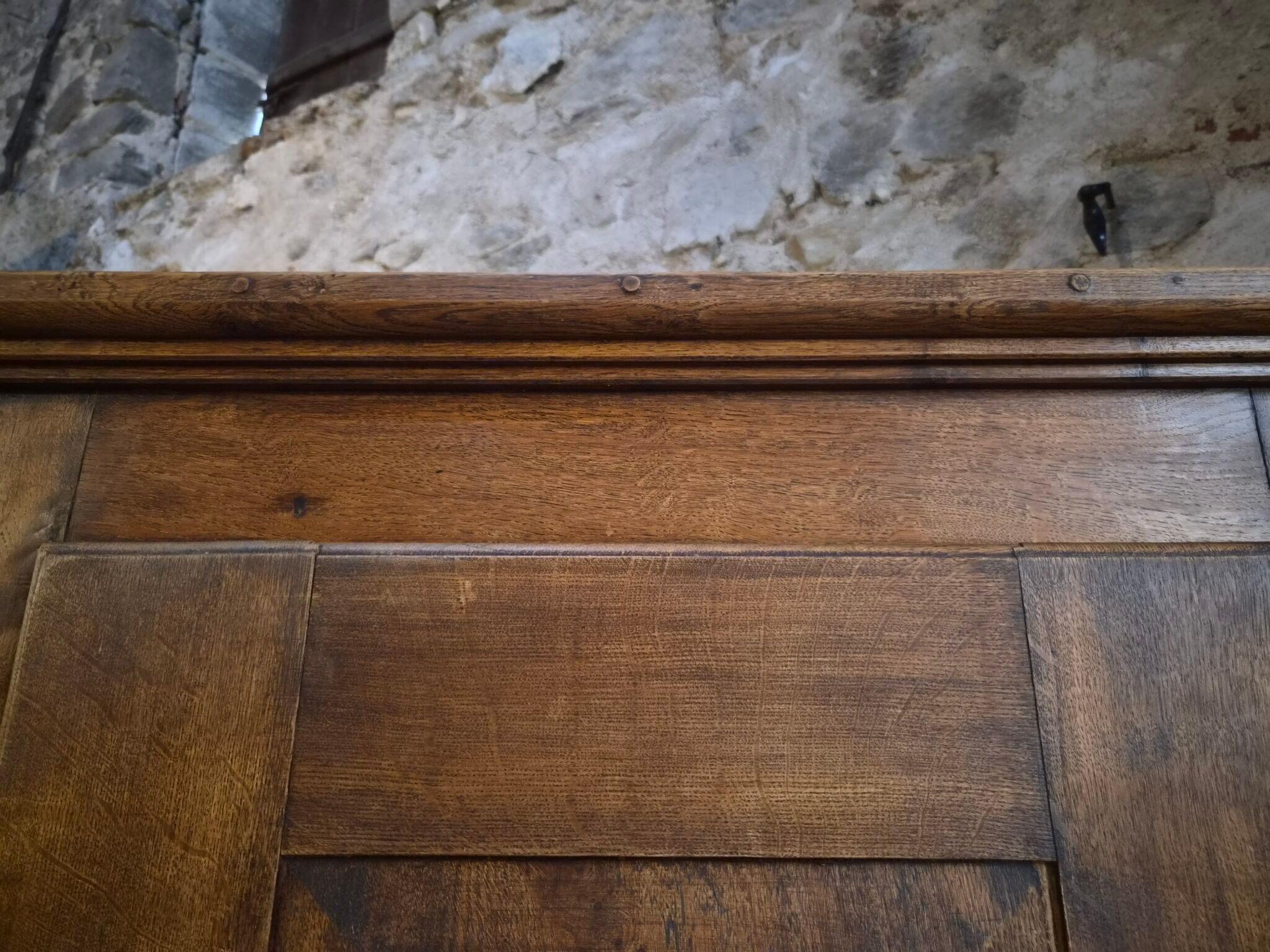French antique oak wardrobe with one door, 18th century.