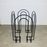 Postmodern metal magazine rack, black, 1980s.