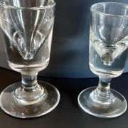 Duo of absinthe glasses thick bottoms artisanal manufacture late nineteenth century