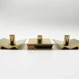 3 “Profile” candlesticks no. 70 in brass • Design Pierre Forssel for Skultuna Éditions • 1960