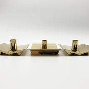 3 “Profile” candlesticks no. 70 in brass • Design Pierre Forssel for Skultuna Éditions • 1960
