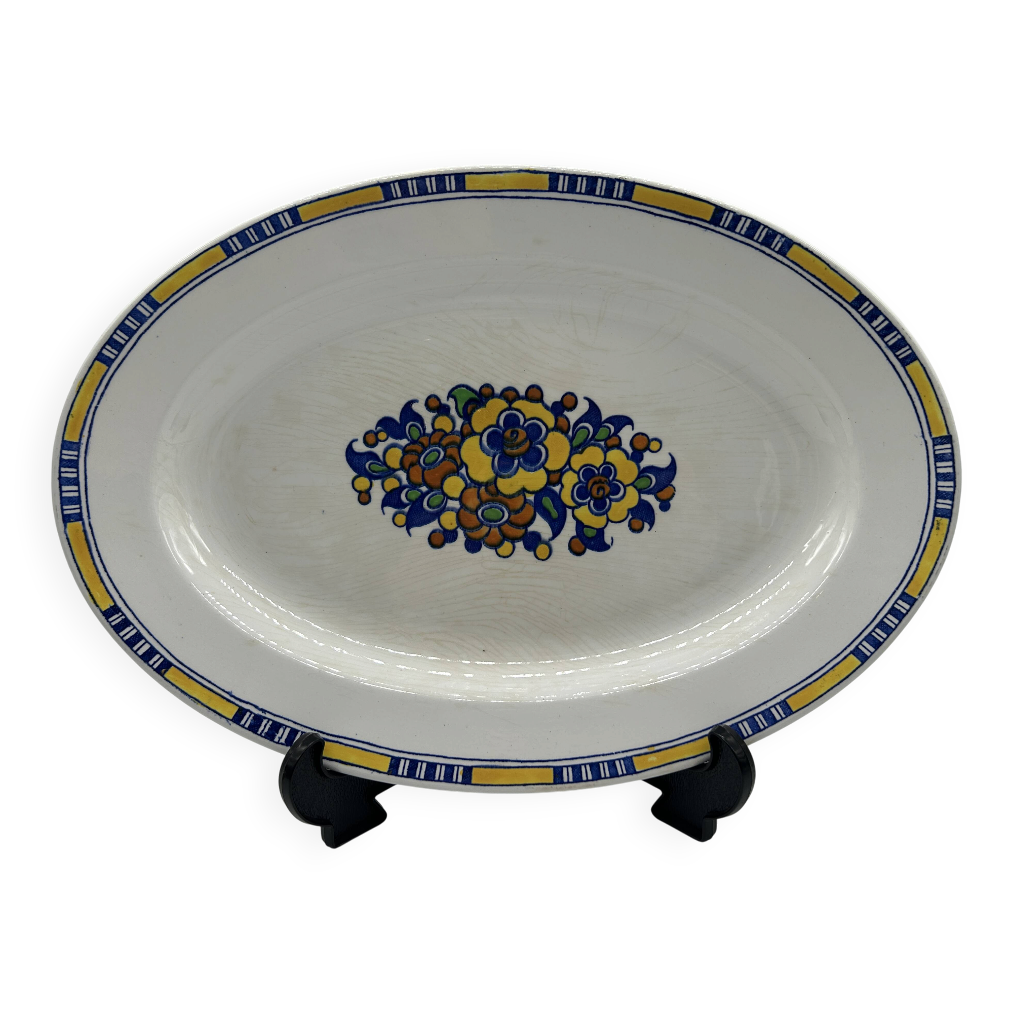 Oval dish art deco - boch freres - d1049