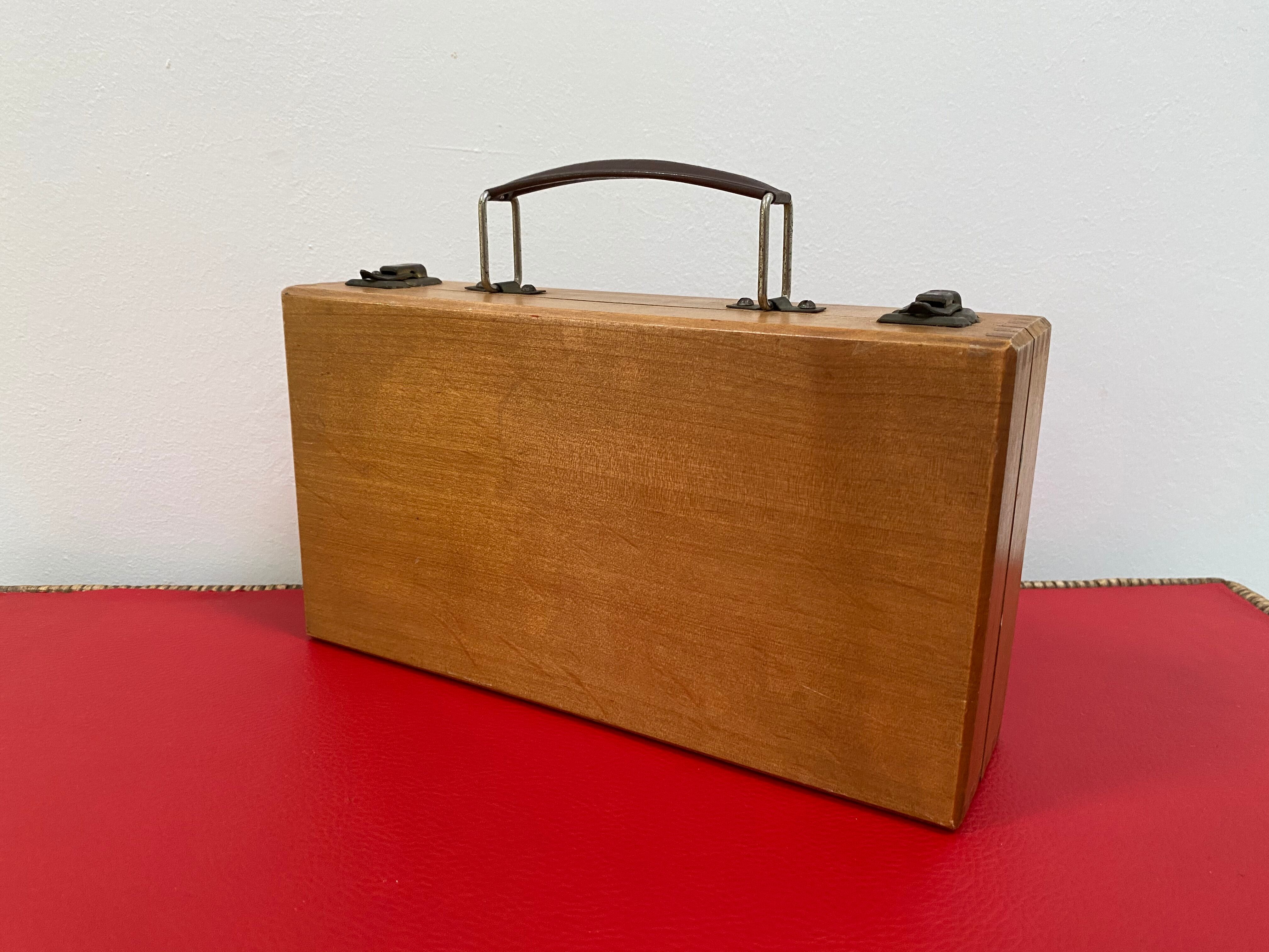 Old wooden briefcase