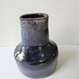 Blue glazed ceramic vase Signed Annie (height 26cm)