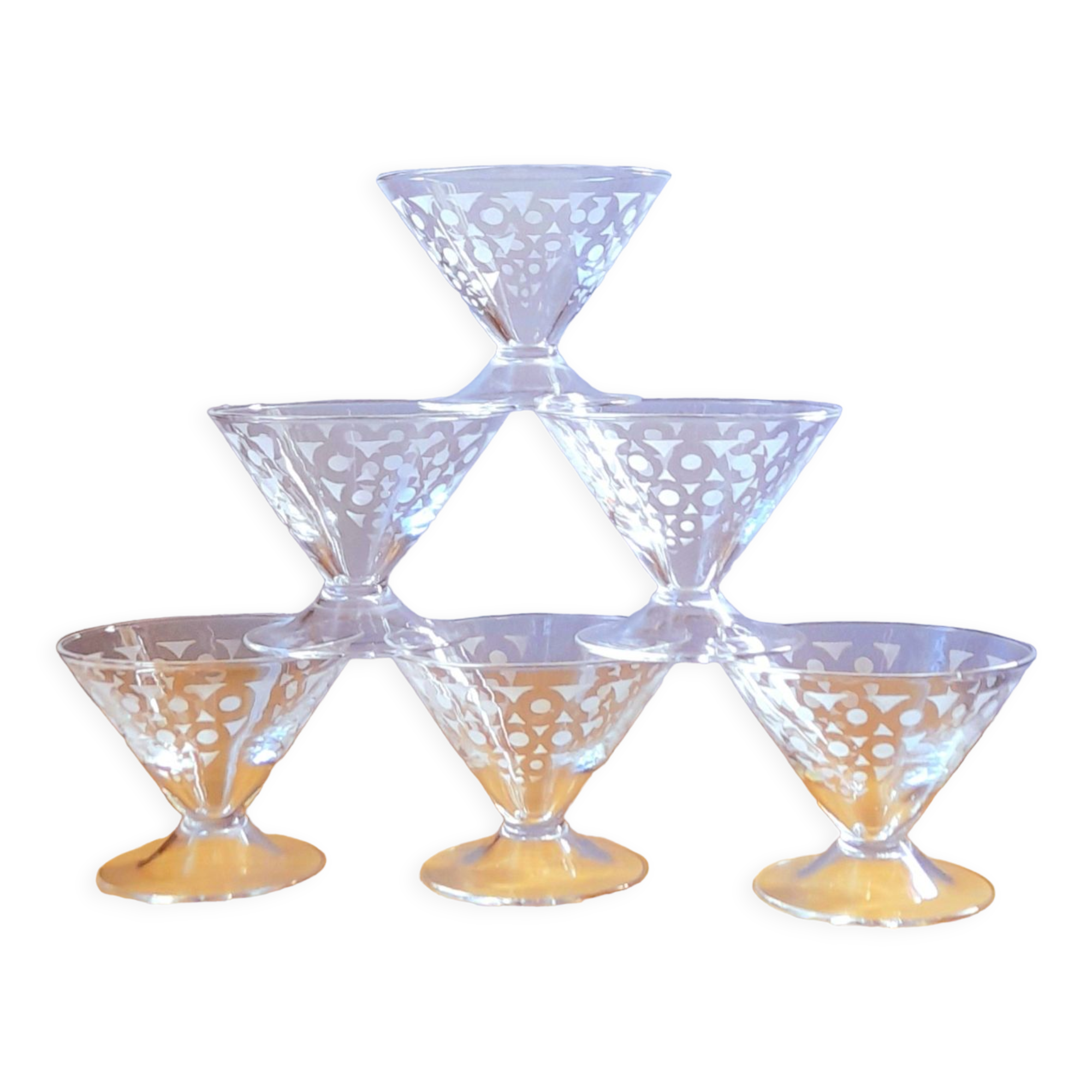 Service de 6 verres à cocktail art deco