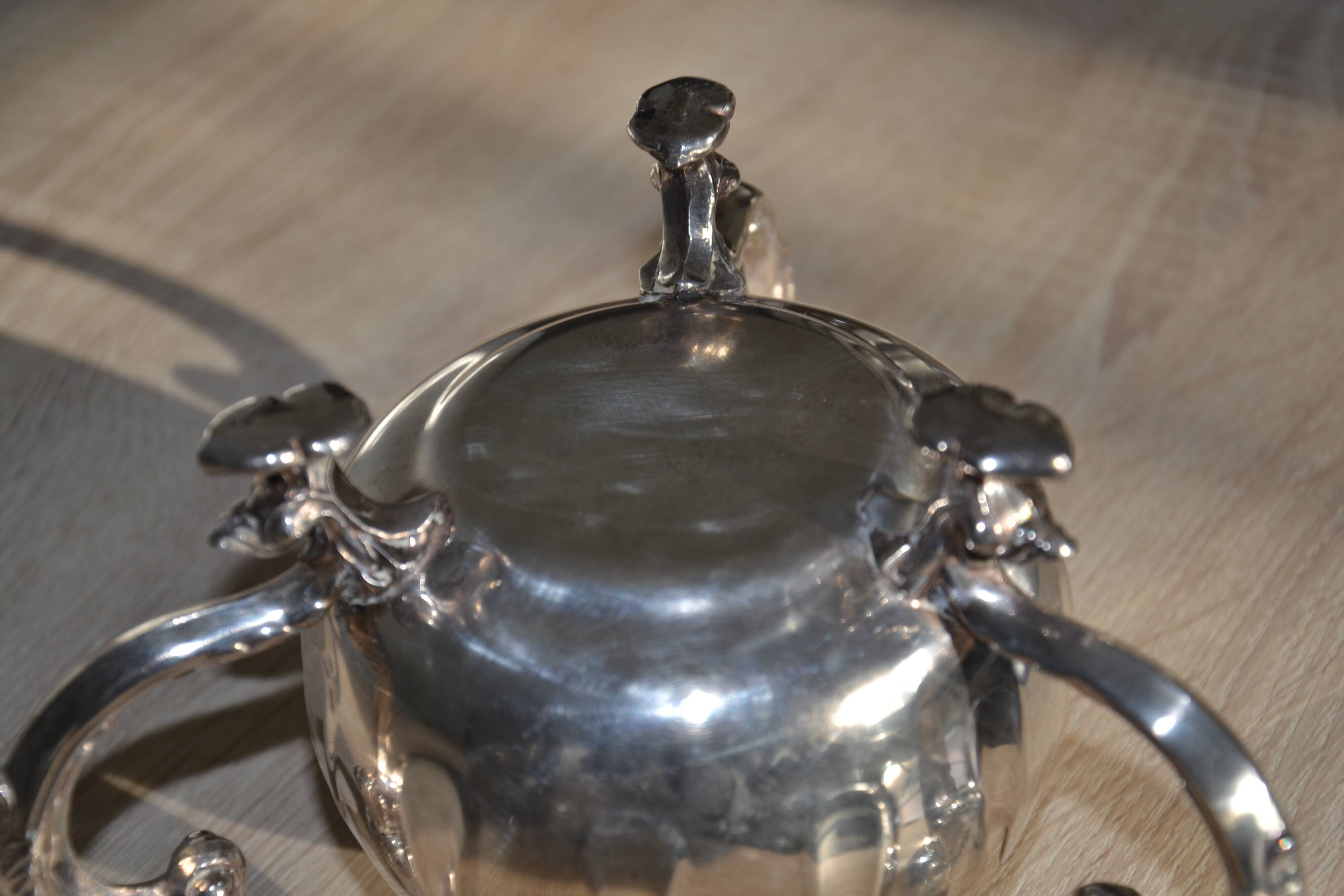 Silver-plated metal flower spike candlestick