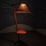 Mid-Century Floor Lamp with Rattan Shade, Czechoslovakia, 1960s