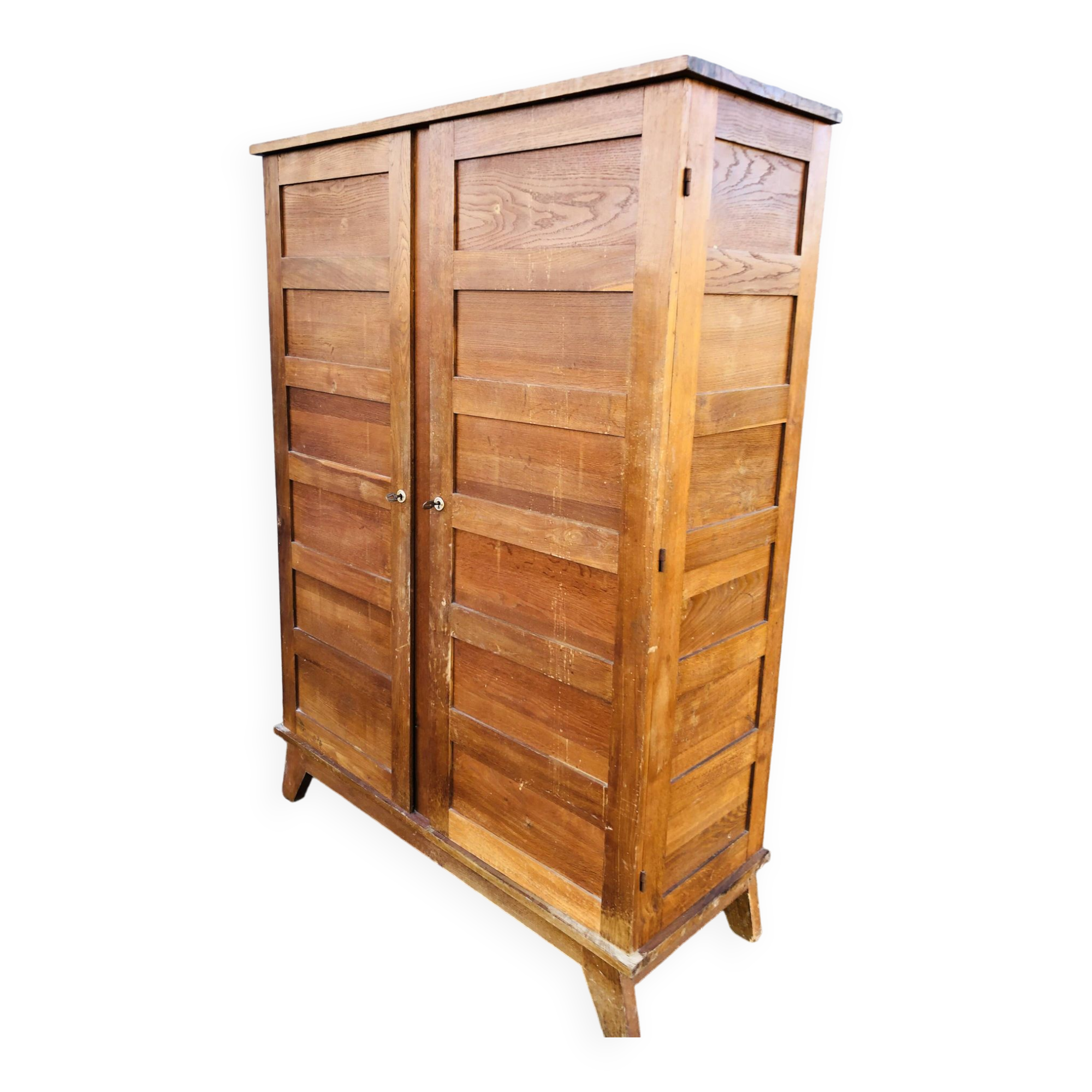 Vintage René Gabriel oak wardrobe with 2 doors from the reconstruction period.