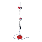 Floor lamp in chromed metal and red spotlights from the 80s