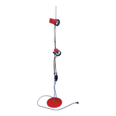 Floor lamp in chromed metal and red spotlights from the 80s