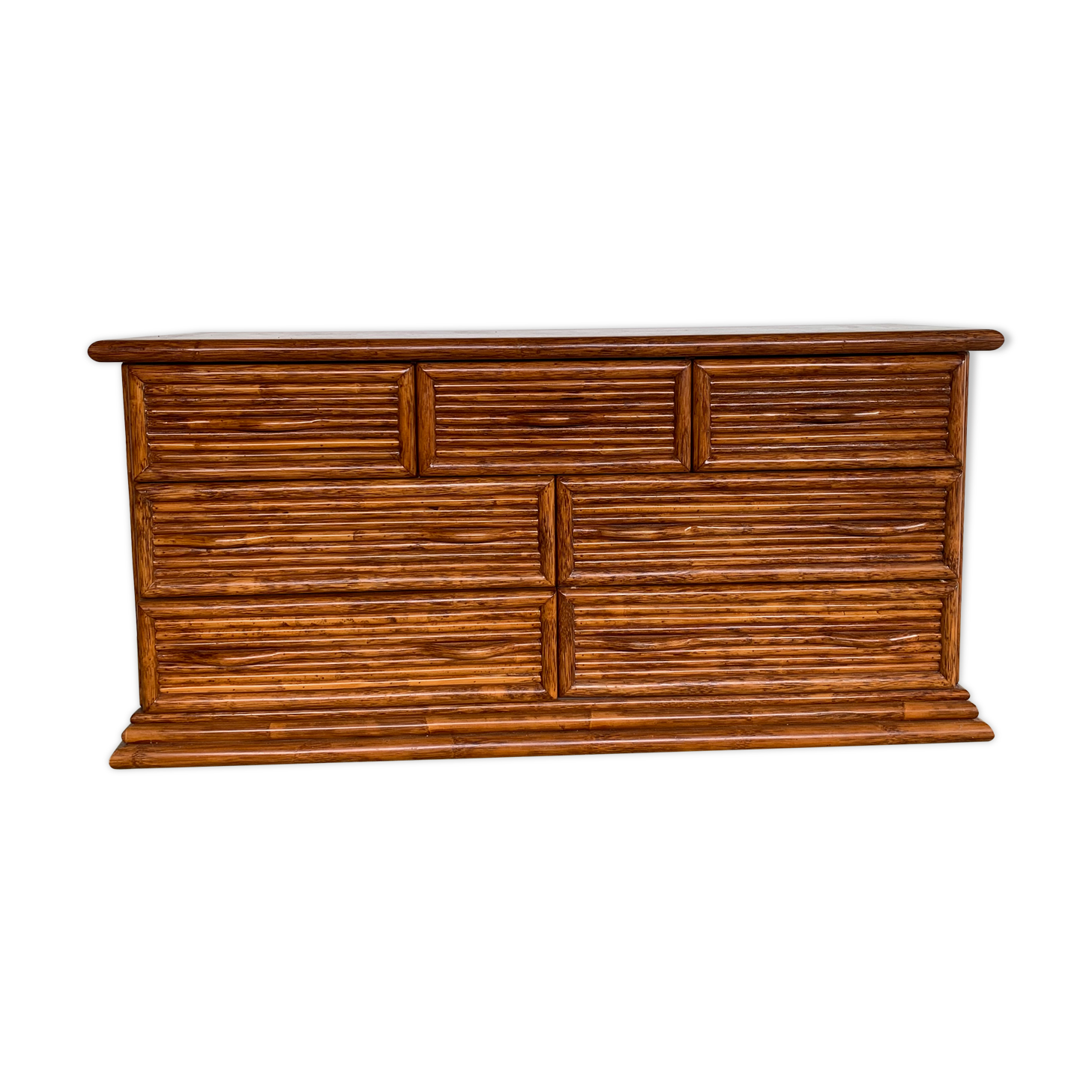Rattan sideboard, Maugrion furniture design 1970