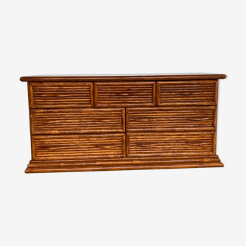 Rattan sideboard, Maugrion furniture design 1970