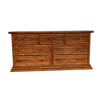Enfilade en rotin , meuble Maugrion design 1970