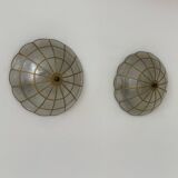 Paire d'applique vintage, nacre et laiton, France, 1980