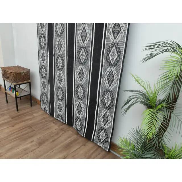 1970s Vintage Turkish Handmade Wool Cotton Gray Kilim Rug 147x197