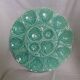 Turquoise barbotine oyster dish Gien France