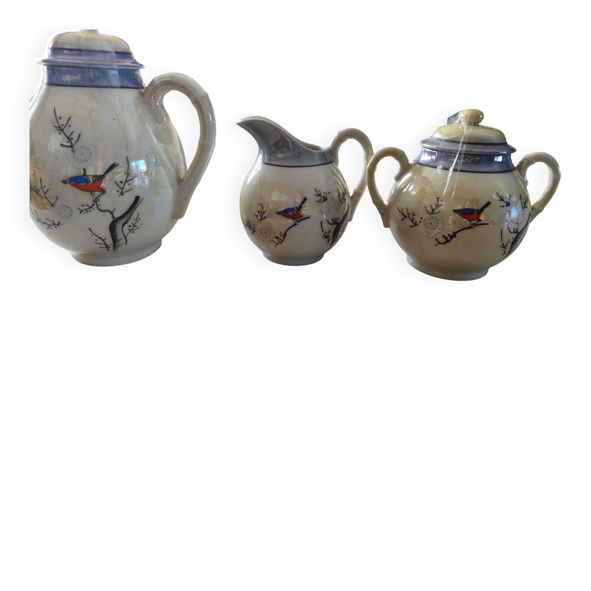 Vintage fine porcelain café/tea service from Japan - Bird decoration