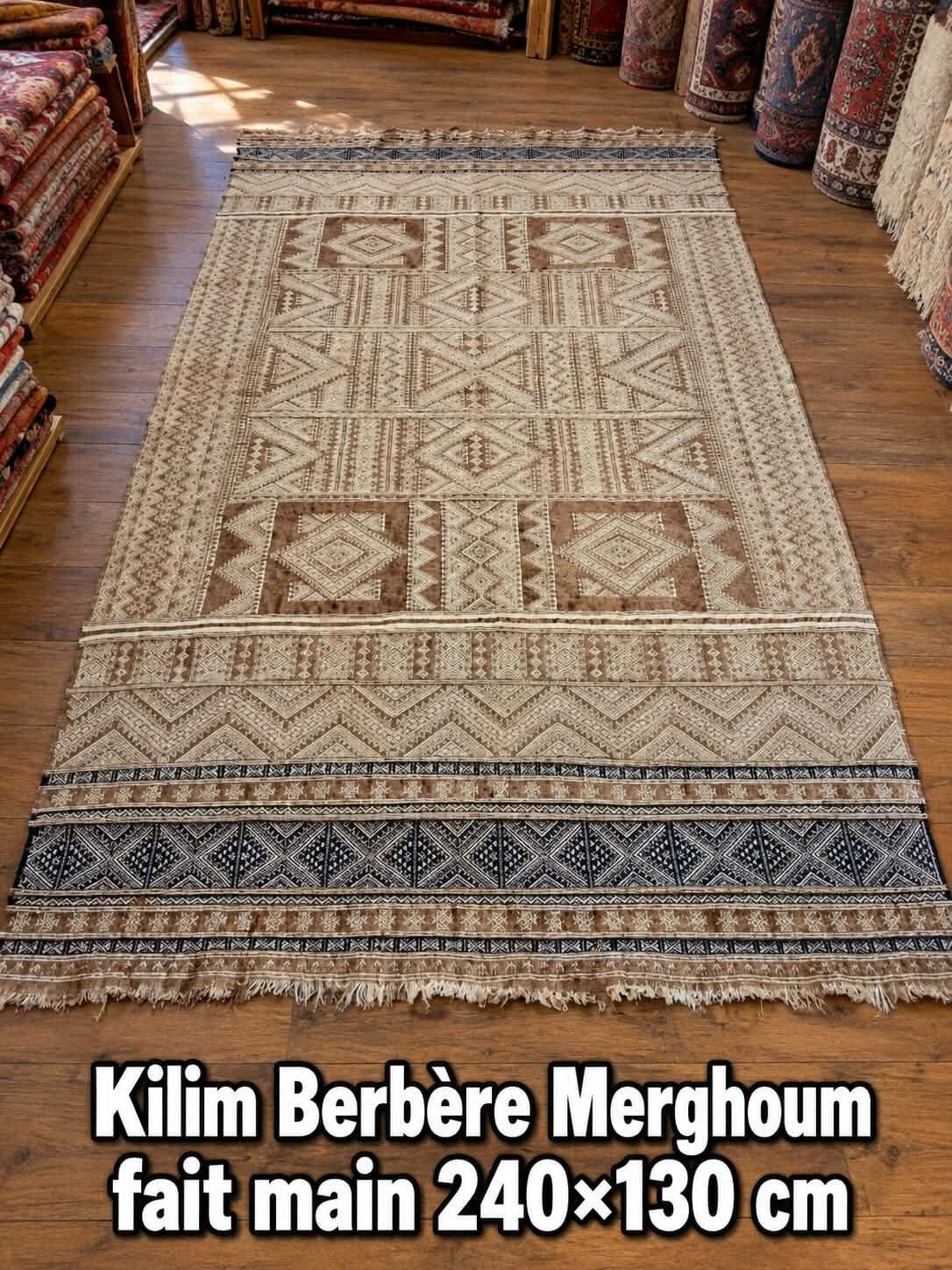 Handmade Berber Kilim Merghoum 240x130cm