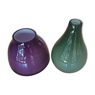 Lot of double-layer glass vases