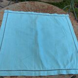 Large pillowcase, cotton linen, emerald blue tinted, border with openings, old