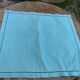 Large pillowcase, cotton linen, emerald blue tinted, border with openings, old