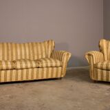 Living room set from the 1950s, 3-seater sofa and armchair.