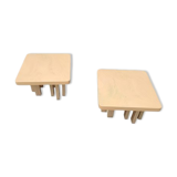 Set of 2 cream resin side tables by Jean Claude Dresse, Belgium, 1970s